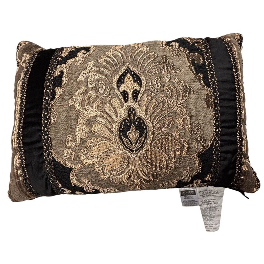 J QUEEN NEW YORK Bradshaw Black Boudoir Decorative Throw Pillow 15x21"